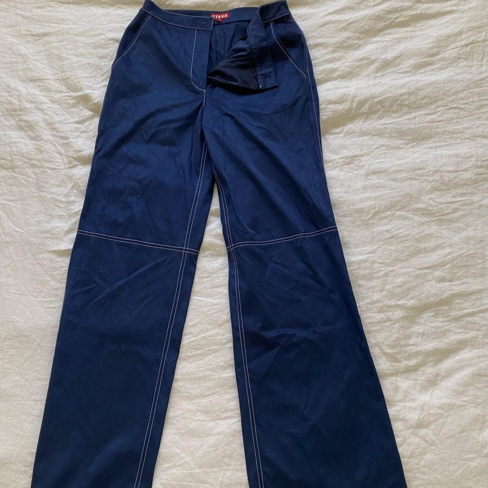 STAUD blue vegan suede pants